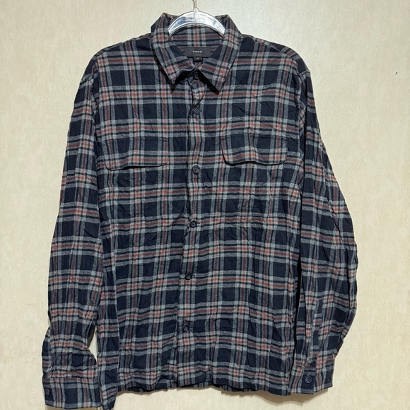 Vince Other - Vince Blue Gray Plaid Flannel Cotton Long Sleeve Button Up Shirt
